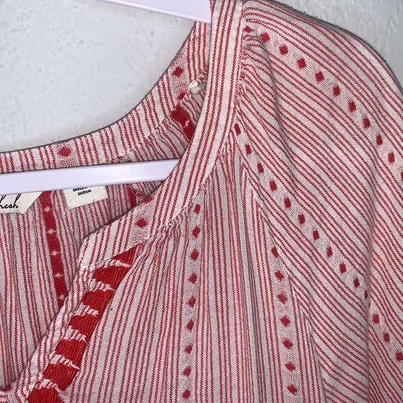 Caffe Marrahesh Red and White Short Sleeve Blouse Size Medium - Picture 9 of 16